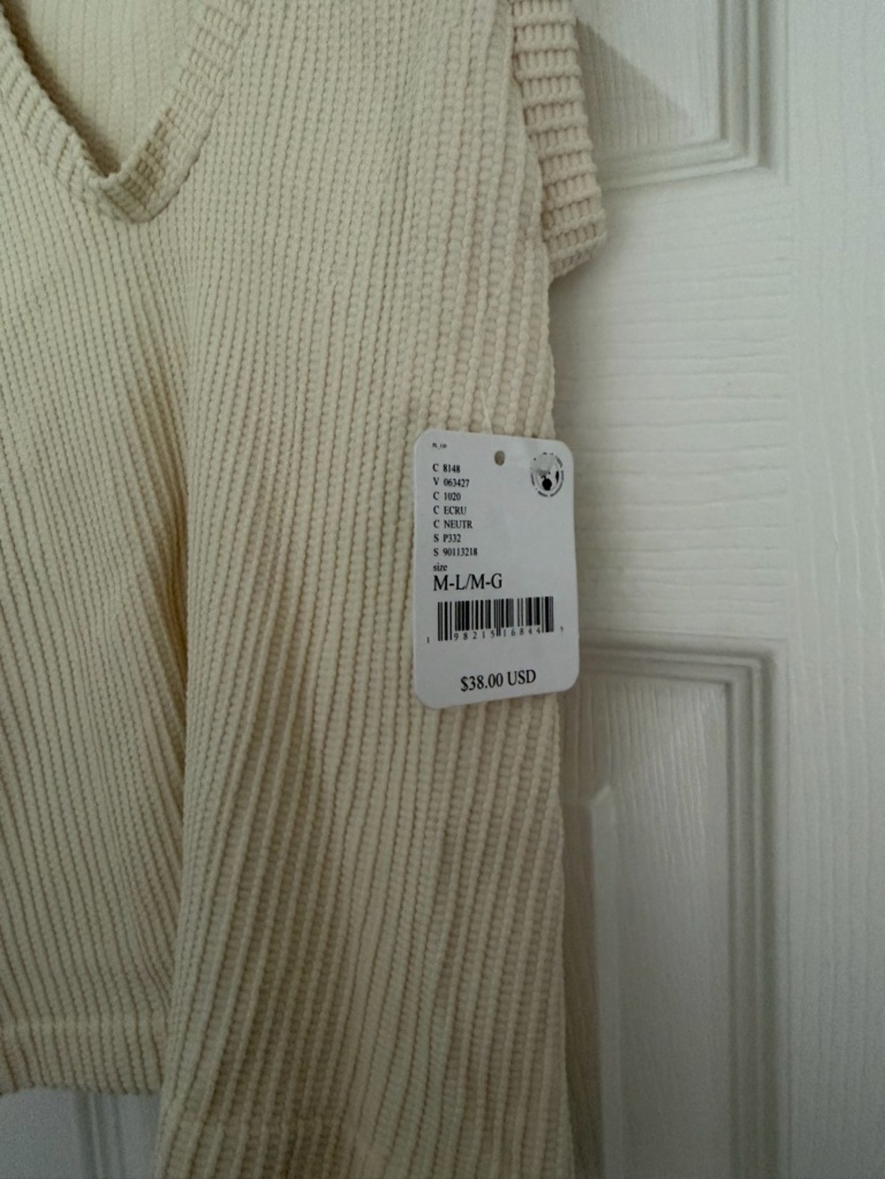 Free People Cream Ribbed V-Neck Tank - Picture 2 of 3